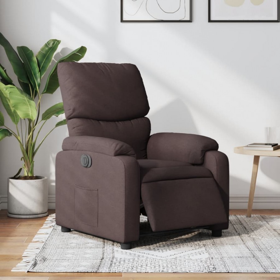 Fauteuil inclinable électrique Marron foncé Tissu