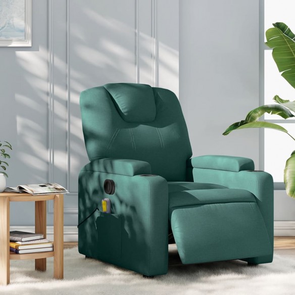 Fauteuil de massage inclinable électrique Vert foncé Tissu