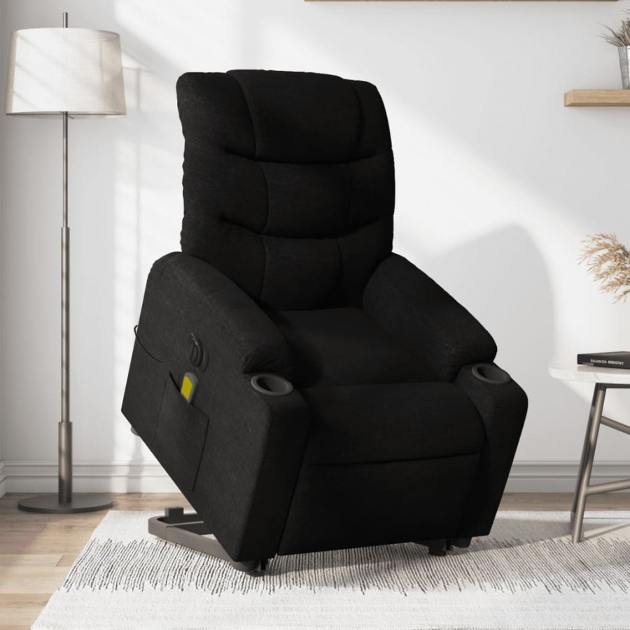 Fauteuil inclinable de massage électrique Noir Tissu