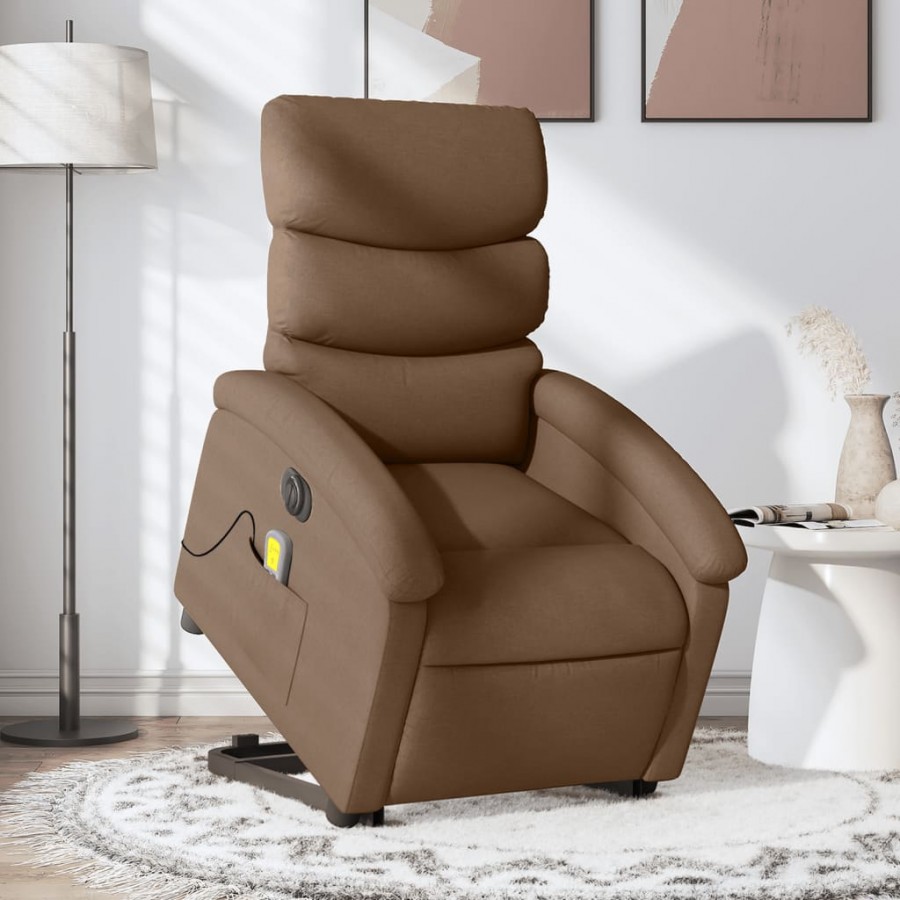 Fauteuil inclinable de massage électrique Marron Tissu