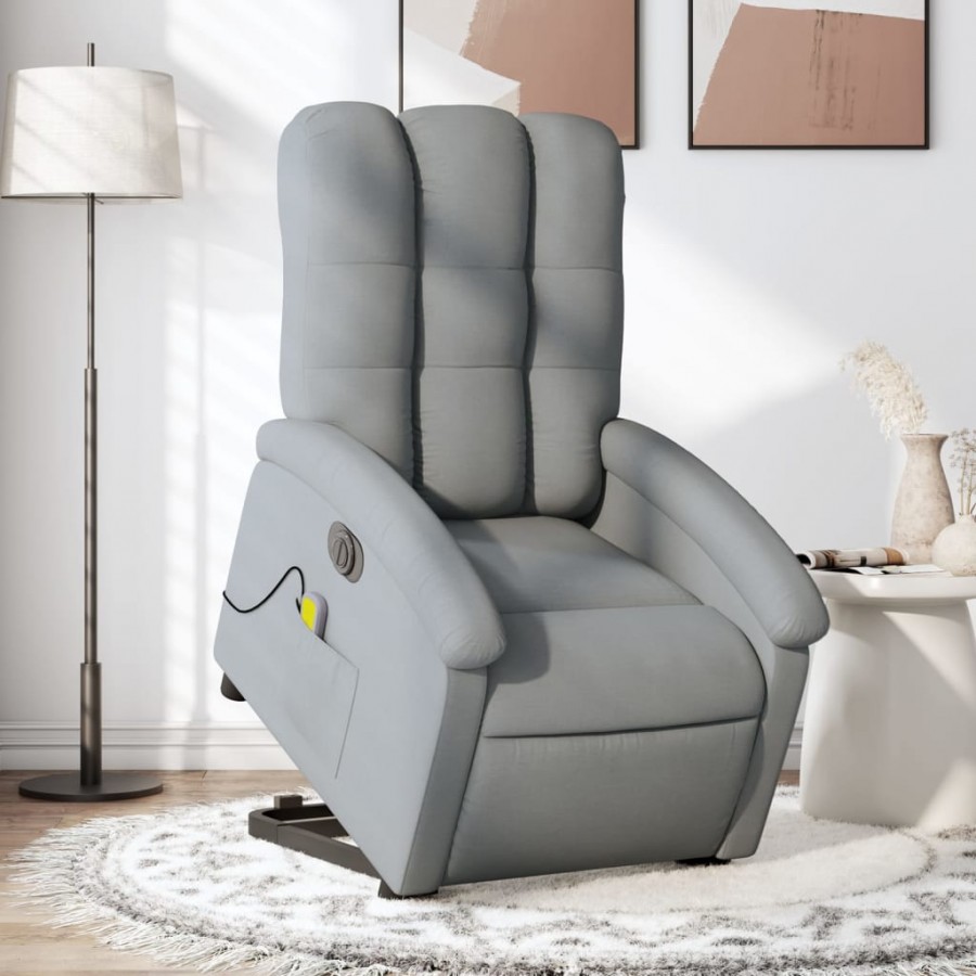 Fauteuil inclinable de massage électrique Gris clair Tissu