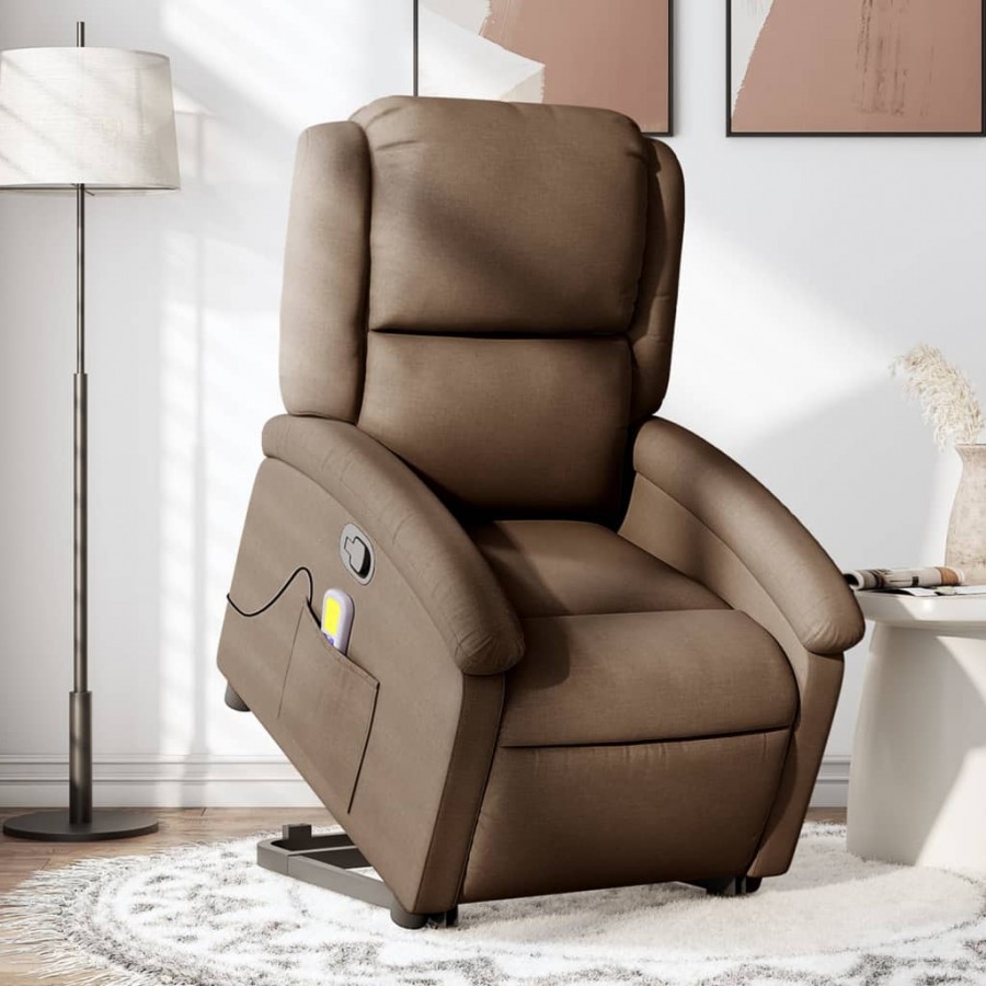 Fauteuil de massage inclinable Marron Tissu