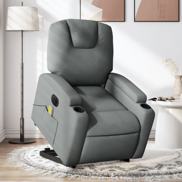 Fauteuil inclinable de massage électrique Gris foncé Tissu