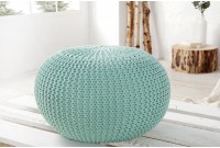 Pouf design boule 50 cm en coton tricoté coloris vert