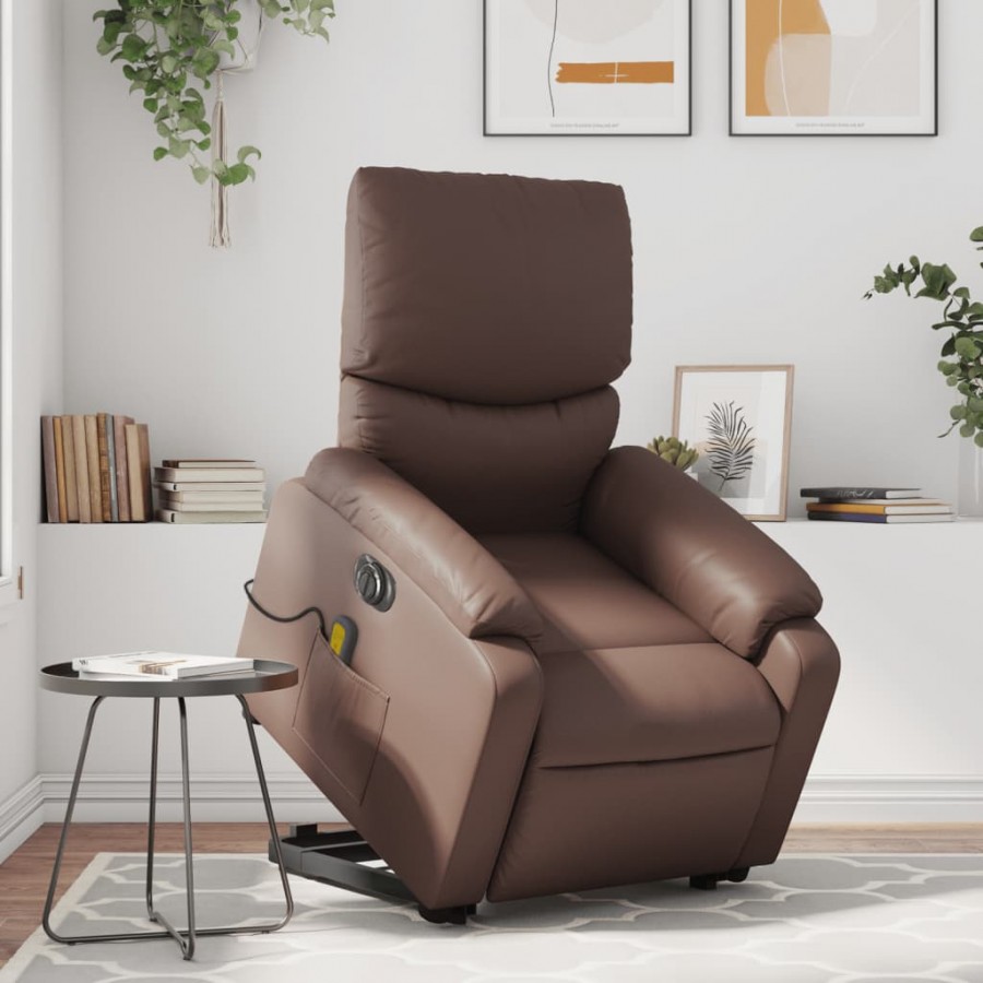 Fauteuil inclinable de massage électrique marron similicuir