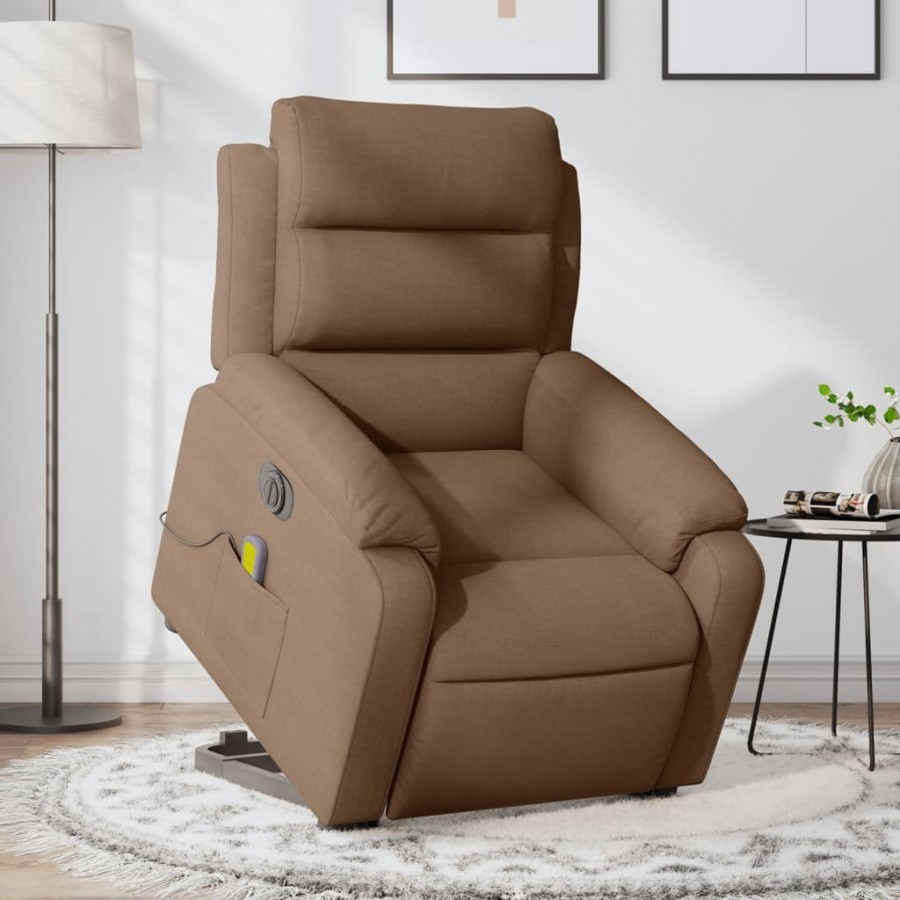 Fauteuil inclinable de massage électrique Marron Tissu