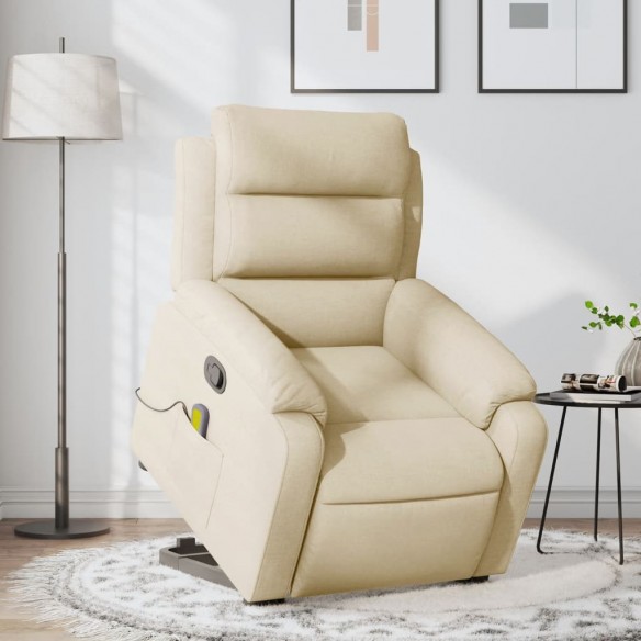 Fauteuil inclinable de massage Crème Tissu