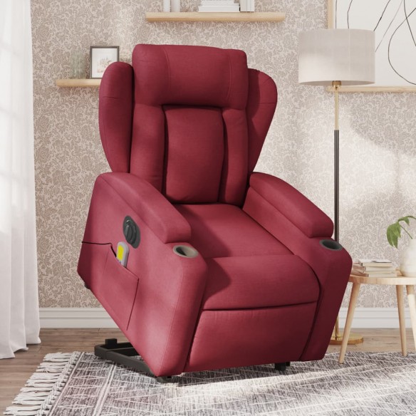 Fauteuil inclinable de massage électrique Rouge bordeaux Tissu