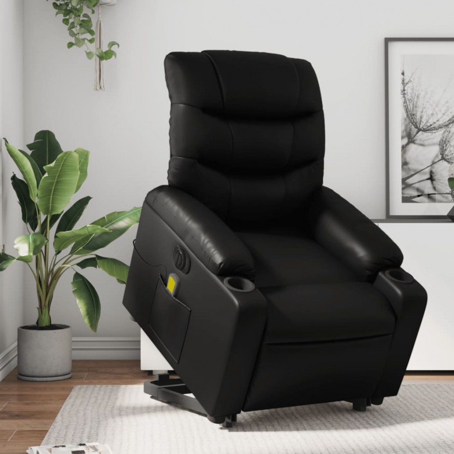 Fauteuil inclinable de massage électrique noir similicuir