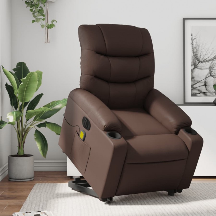 Fauteuil inclinable de massage électrique marron similicuir