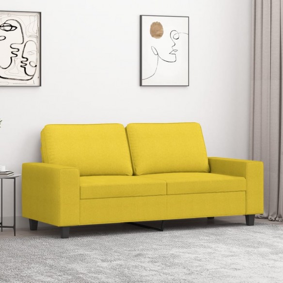 Canapé à 2 places Jaune clair 140 cm Tissu