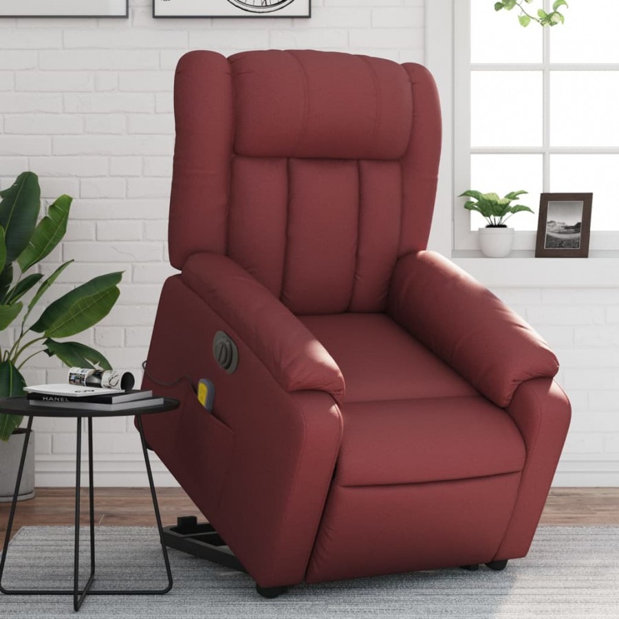 Fauteuil inclinable de massage électrique rouge bordeaux