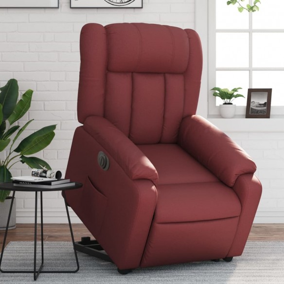 Fauteuil inclinable électrique rouge bordeaux similicuir