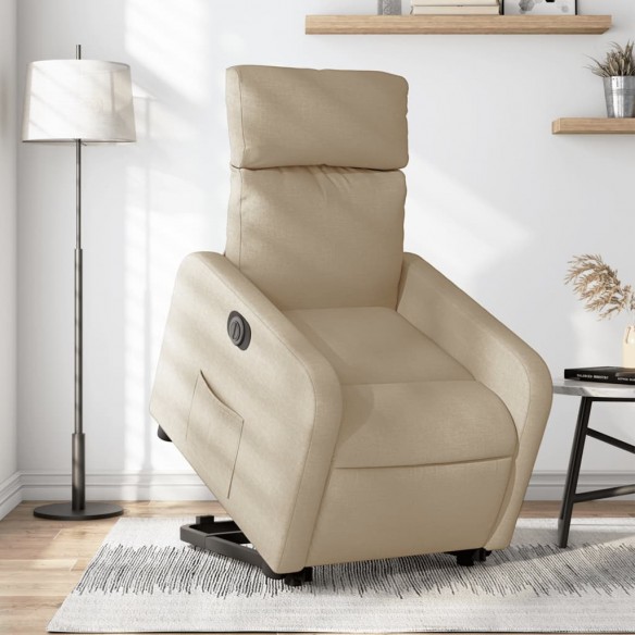 Fauteuil inclinable électrique crème tissu