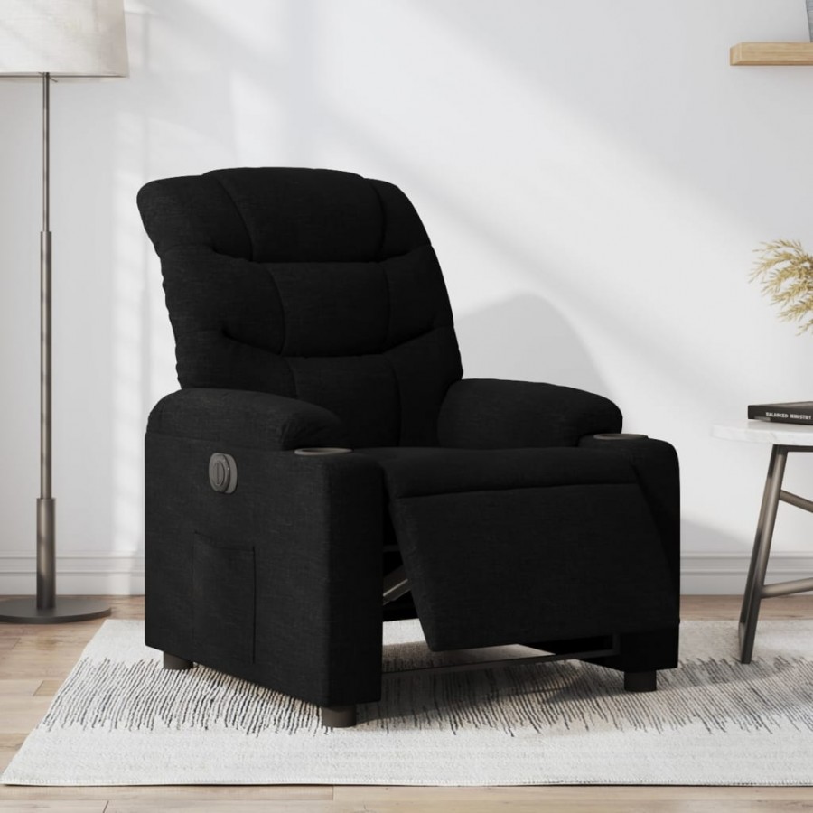 Fauteuil inclinable électrique Noir Tissu