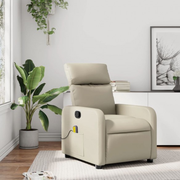 Fauteuil inclinable de massage Crème Similicuir