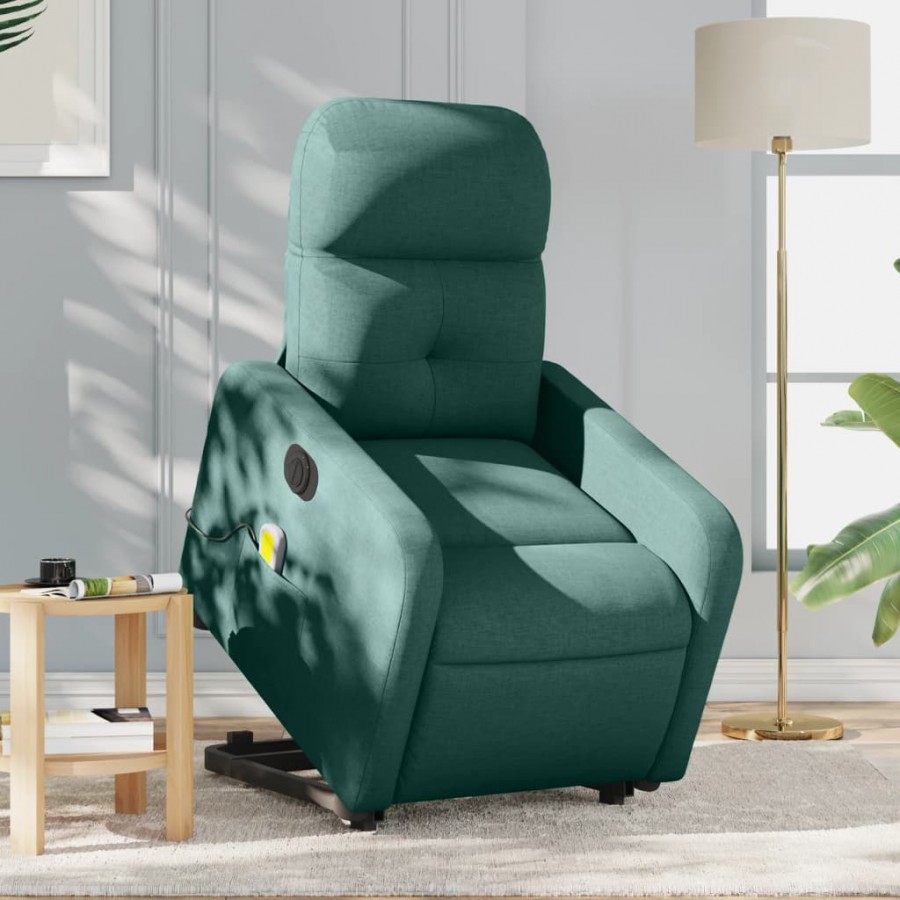 Fauteuil inclinable de massage électrique Vert foncé Tissu