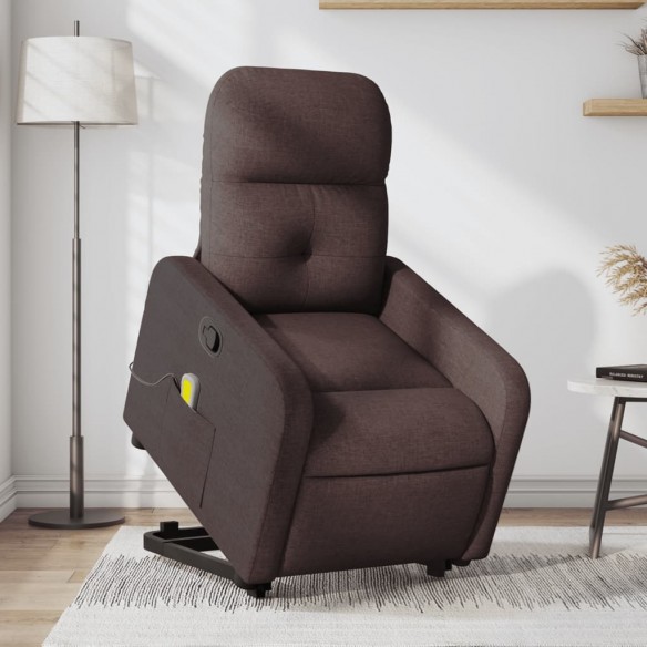 Fauteuil inclinable de massage Marron foncé Tissu