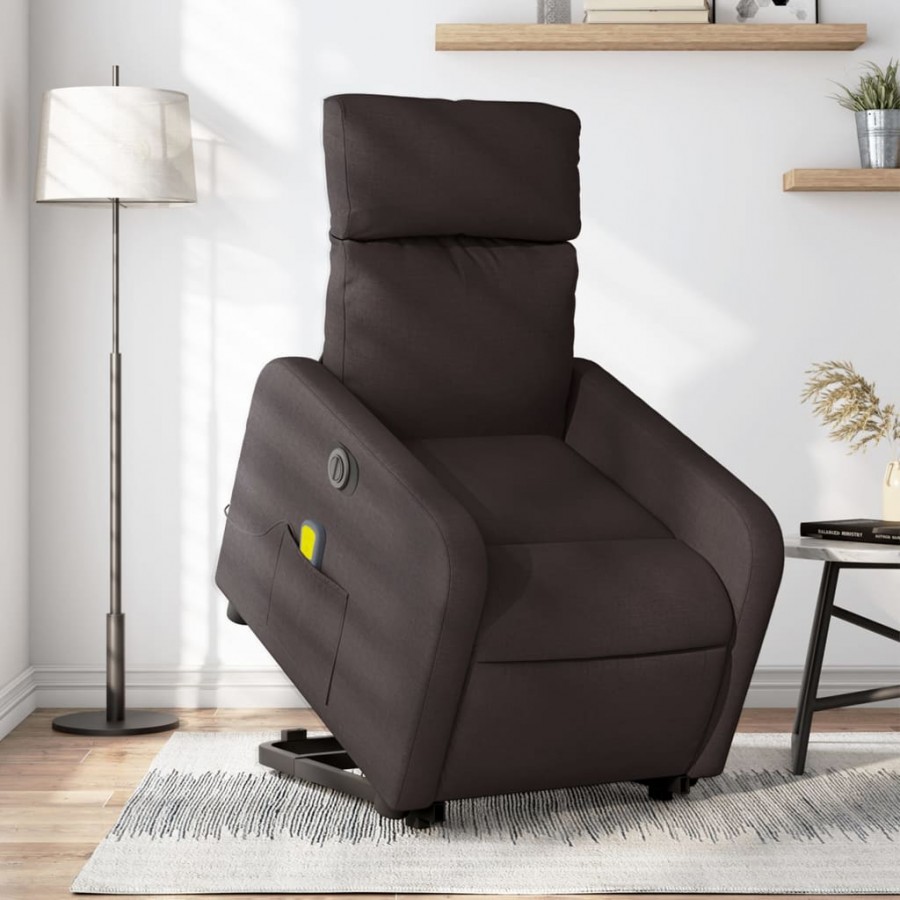 Fauteuil inclinable de massage électrique Marron foncé Tissu