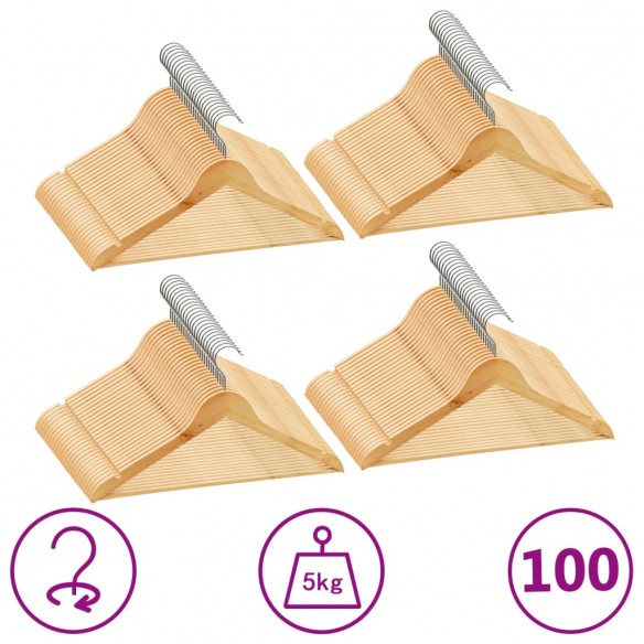 Cintres antidérapants 100 pcs Bois dur