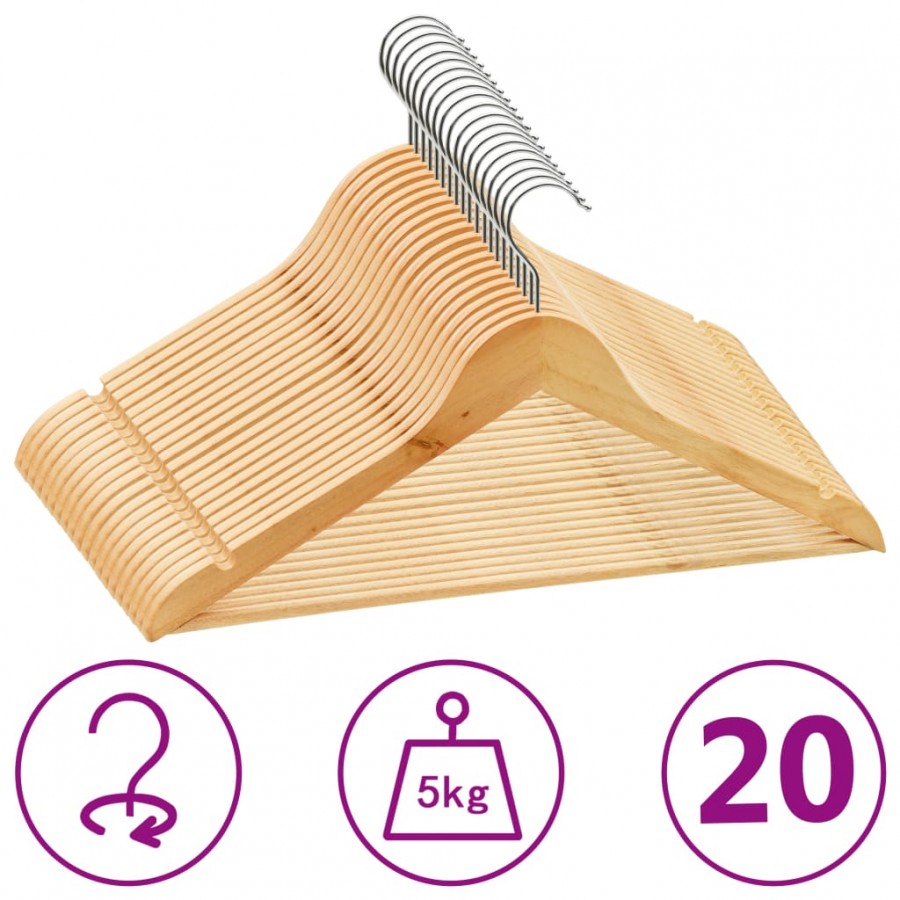 Cintres antidérapants 20 pcs Bois dur