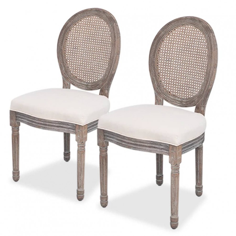 Chaises à manger lot de 2 crème tissu