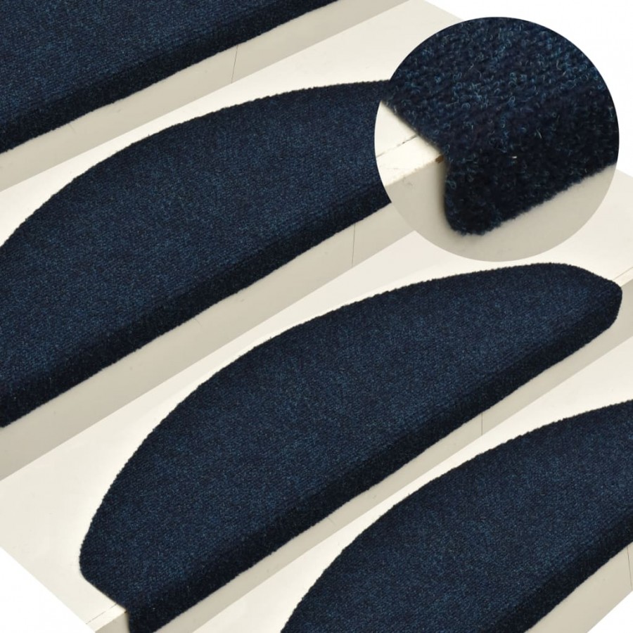 Tapis d'escalier autocollants 15 pcs Bleu 56x17x3 cm Aiguilleté