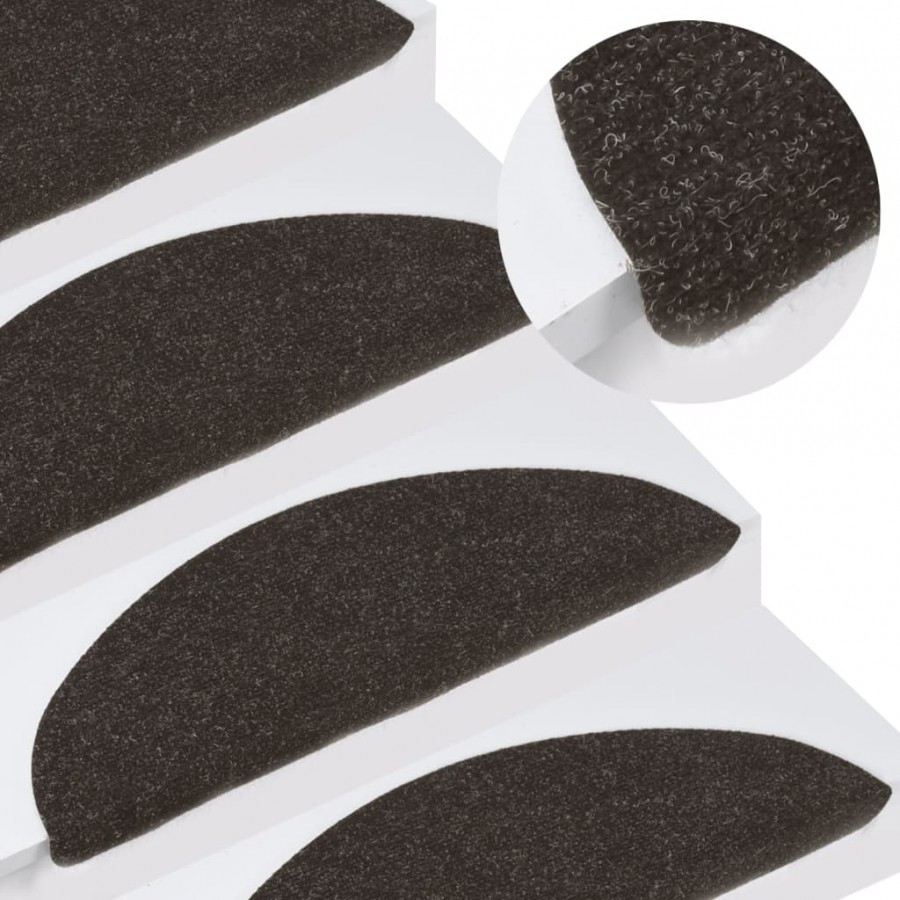 Tapis d'escalier auto-adhésifs 10 pcs noir 65x22,5x3,5 cm