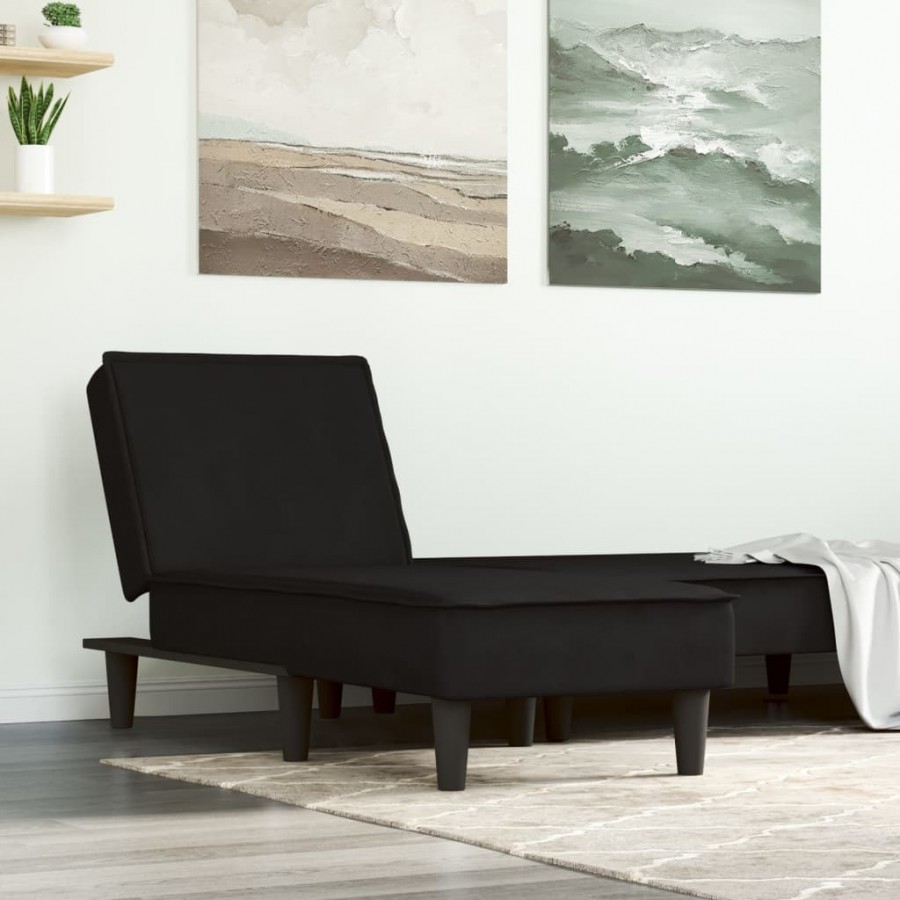 Chaise longue noir velours