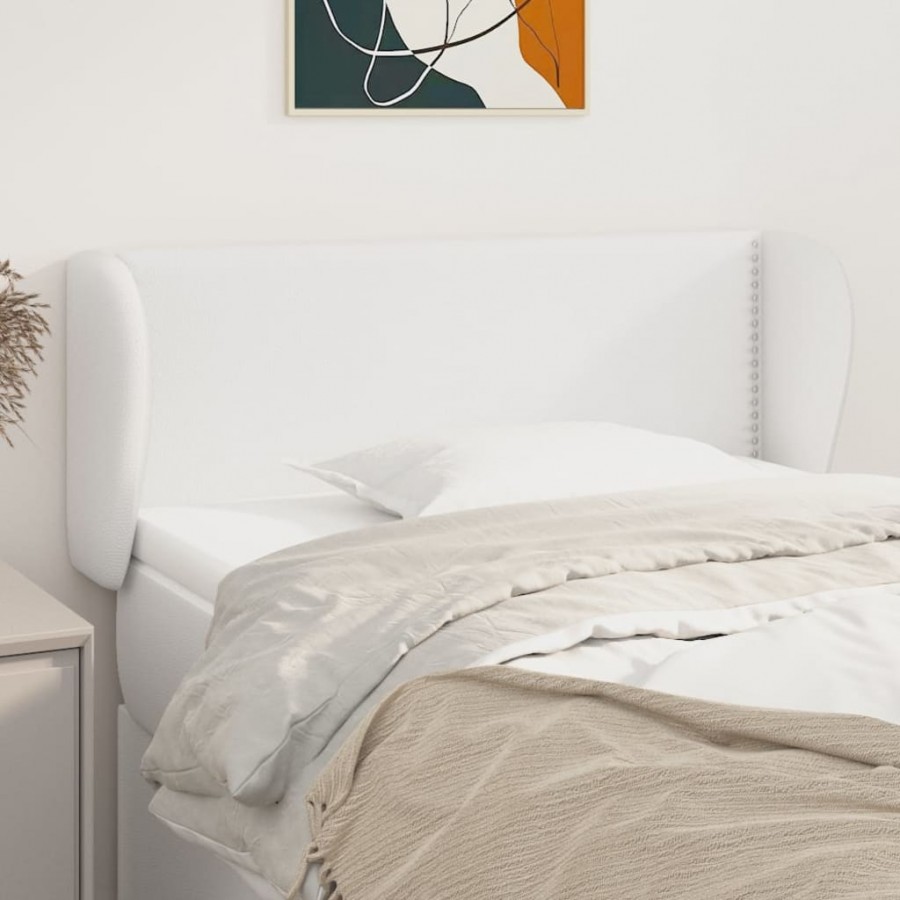 Tête de lit avec oreilles Blanc 93x23x78/88 cm Similicuir