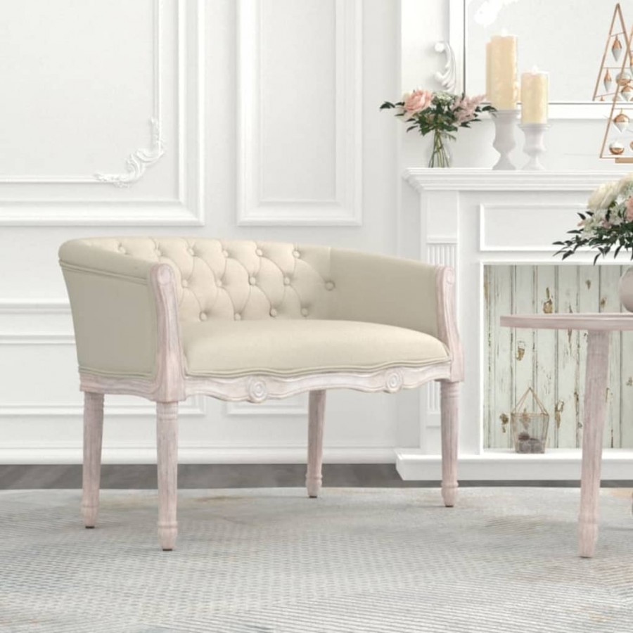 Banc beige 98x56x69 cm lin