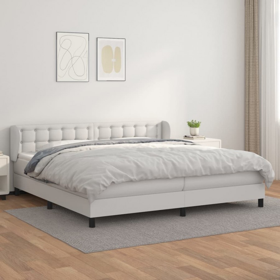 Cadre de lit avec matelas Blanc 200x200cm Similicuir