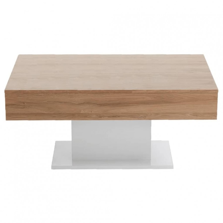 FMD Table basse Chêne antique et blanc