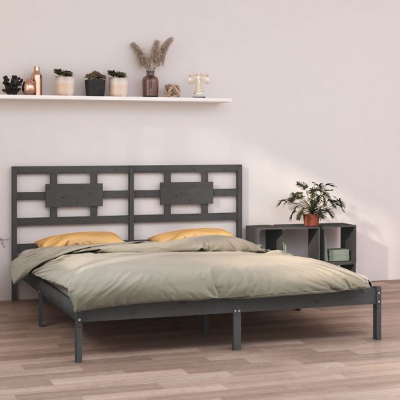 Cadre de lit Gris Bois massif 200x200 cm