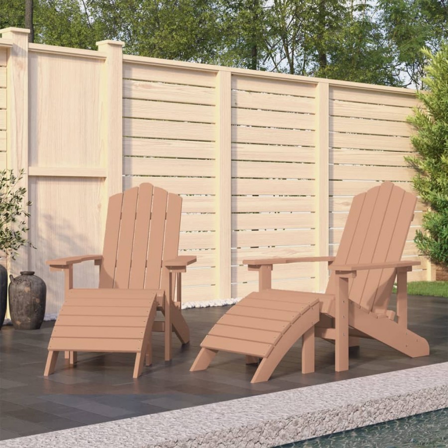 Chaises de jardin Adirondack 2pcs avec repose-pieds PEHD Marron