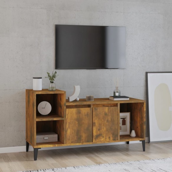 Meuble TV Chêne fumé 100x35x55 cm Bois d'ingénierie