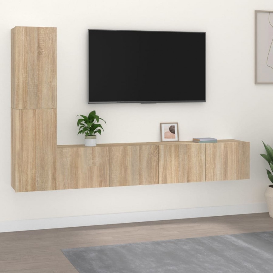 Ensemble de meubles TV 4 pcs Chêne sonoma Bois d'ingénierie