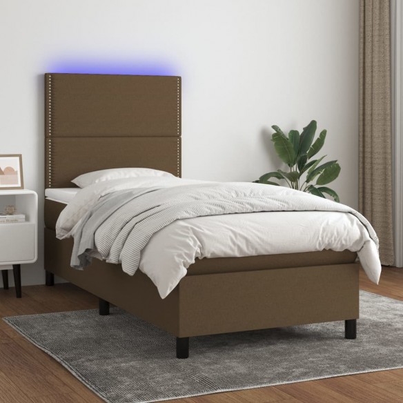 Cadre de lit et matelas et LED Marron foncé 80x200cm