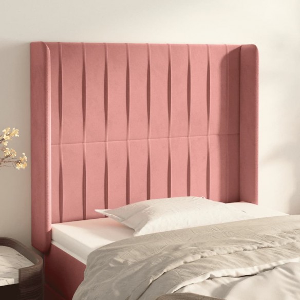 Tête de lit avec oreilles Rose 103x16x118/128 cm Velours