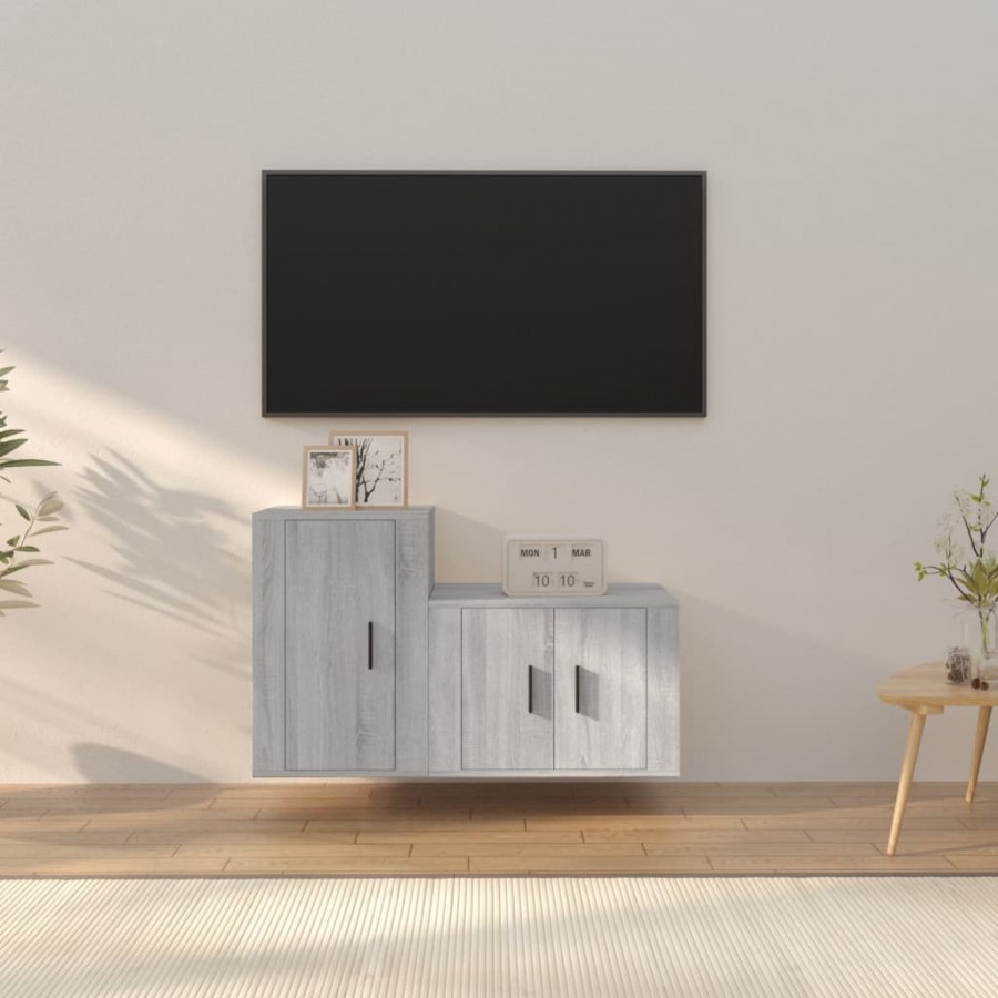 Ensemble de meubles TV 2 pcs Sonoma gris Bois d'ingénierie