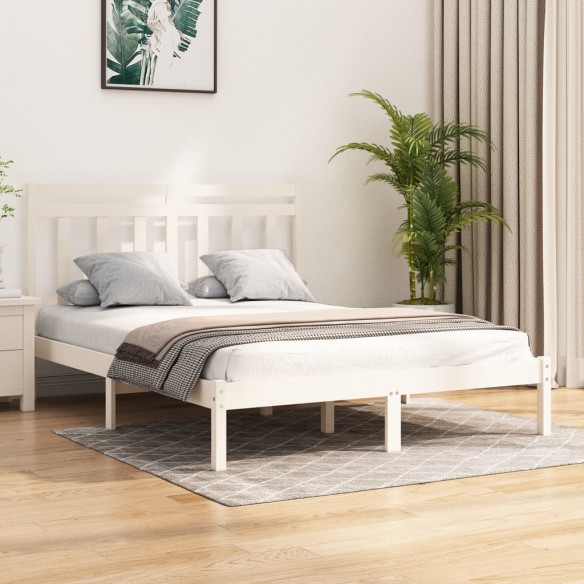 Cadre de lit Blanc Bois massif 135x190 cm Double