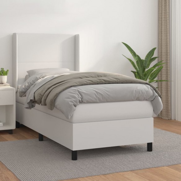 Cadre de lit avec matelas Blanc 90x190 cm Similicuir