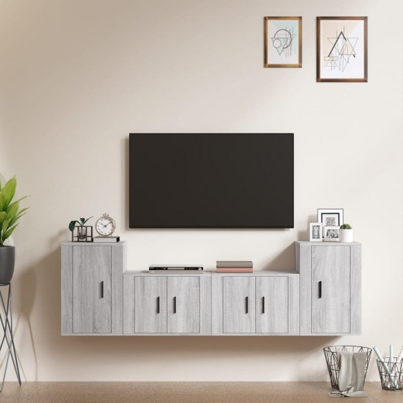 Ensemble de meubles TV 4 pcs Sonoma gris Bois d'ingénierie