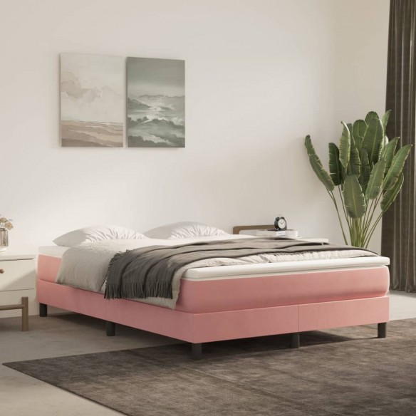 Cadre de lit avec matelas Rose 140x200 cm Velours