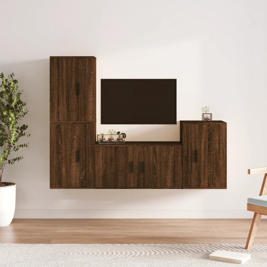 Ensemble de meubles TV 4 pcs Chêne marron Bois d'ingénierie