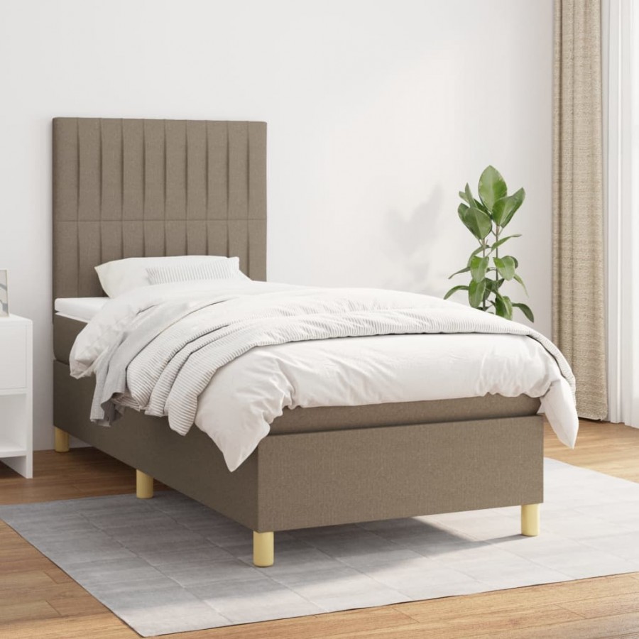 Cadre de lit avec matelas Taupe 100x200 cm Tissu