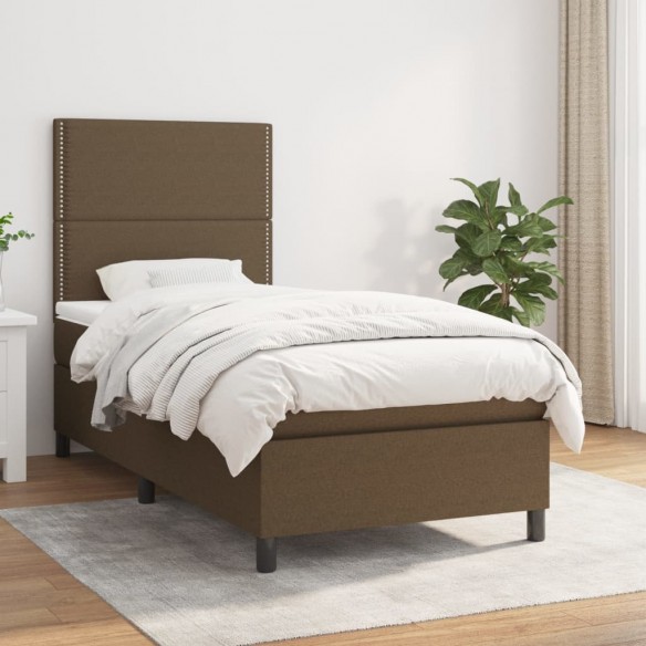 Cadre de lit avec matelas Marron foncé 90x200 cm