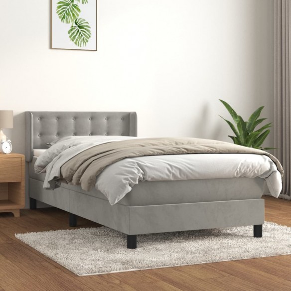 Cadre de lit et matelas Gris clair 80x200 cm Velours