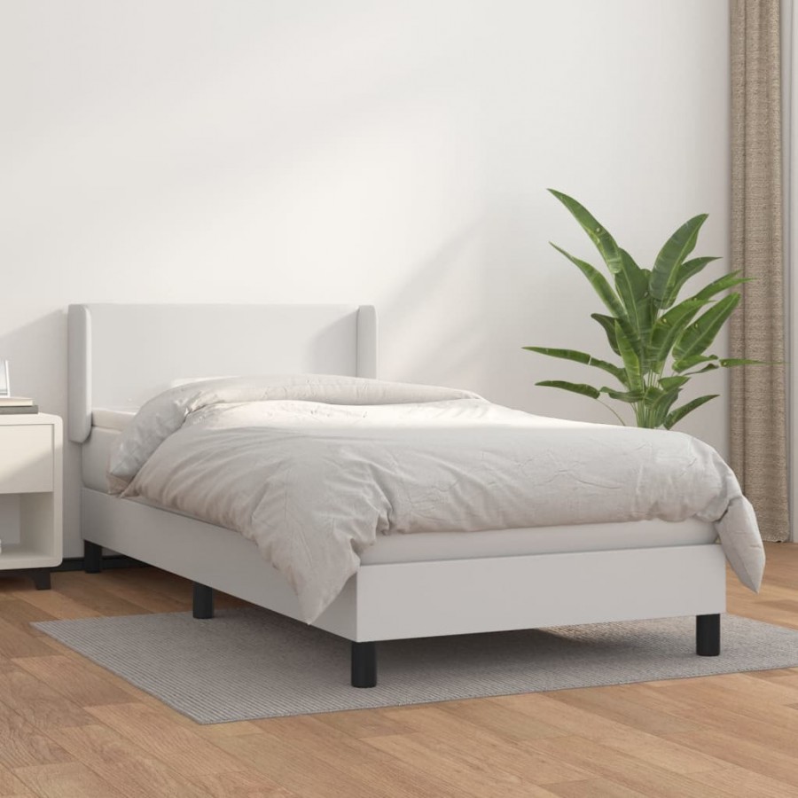 Cadre de lit avec matelas Blanc 100x200cm Similicuir