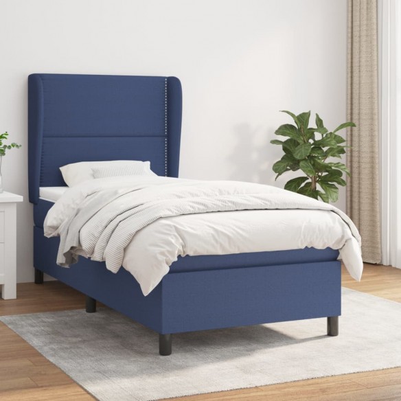 Cadre de lit avec matelas Bleu 80x200 cm Tissu